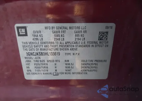 2017 Chevrolet Trax Ls из США, поврежденный, VIN 3GNCJKSB3HL133619